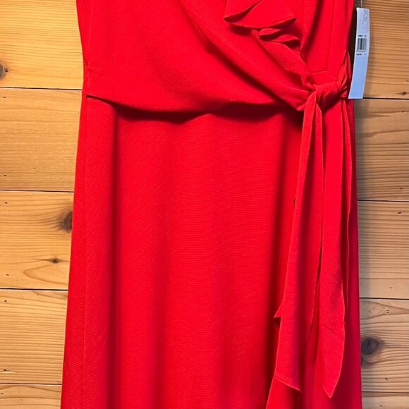 London Times Red Ruffle Faux-Wrap Maxi Dress Women's Size 12 NWT - Picture 8 of 12